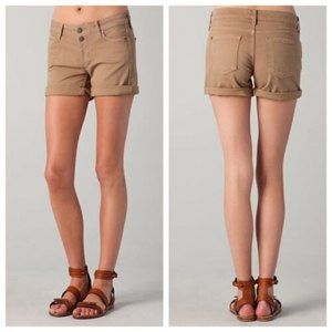 Vince Luce Denim Jean Shorts 34 Mid Waist Two Button Closure Desert Tan Khaki